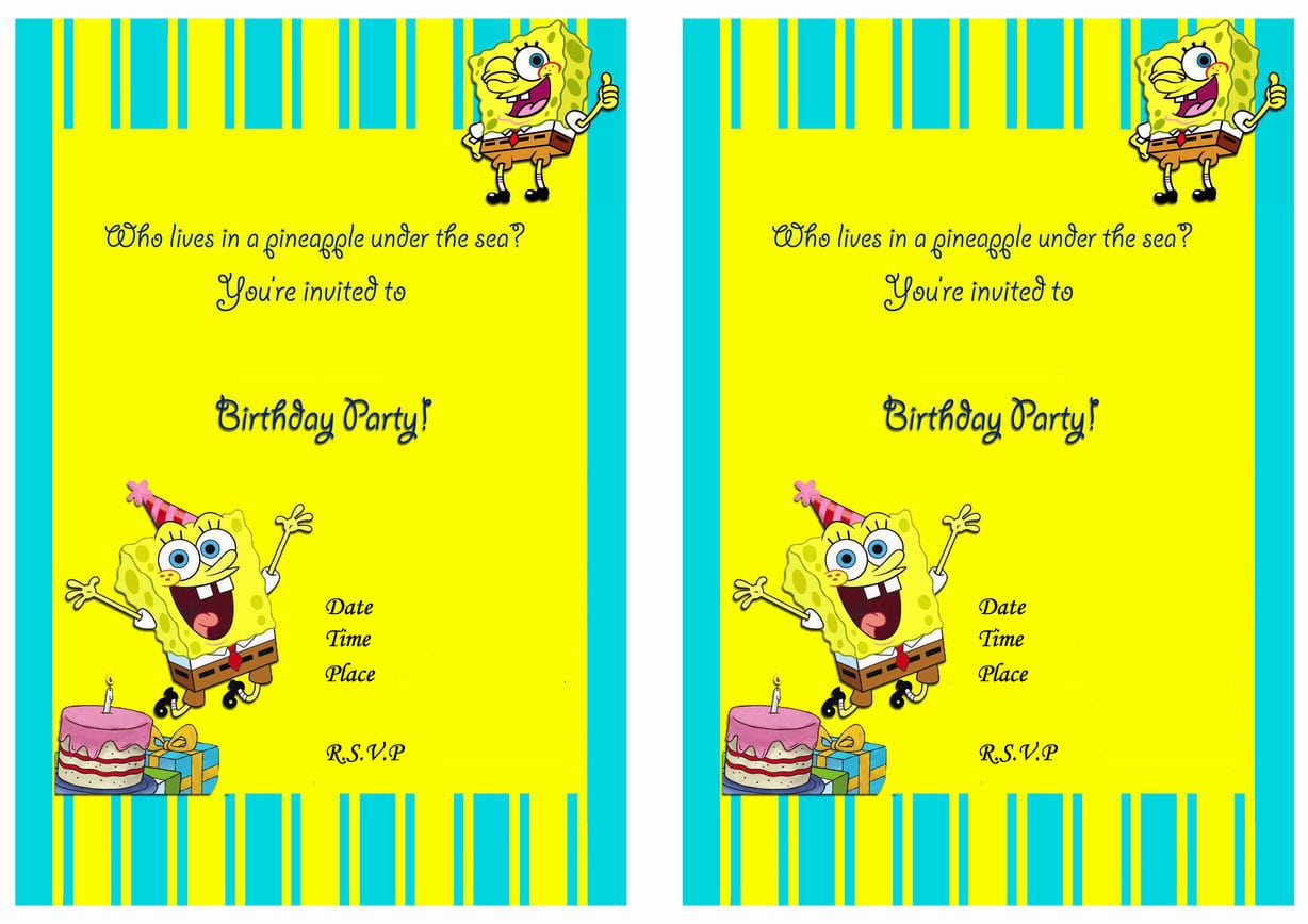 Doc    Spongebob Birthday Invitations Printable â Spongebob